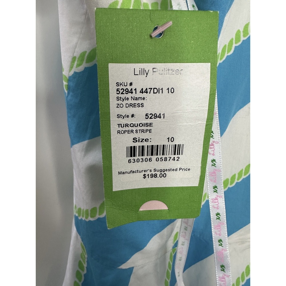 NEW Lilly Pulitzer Zo Dress Stripe Cotton Fit & Flare Size 10 Preppy Resortwear - Picture 6 of 13